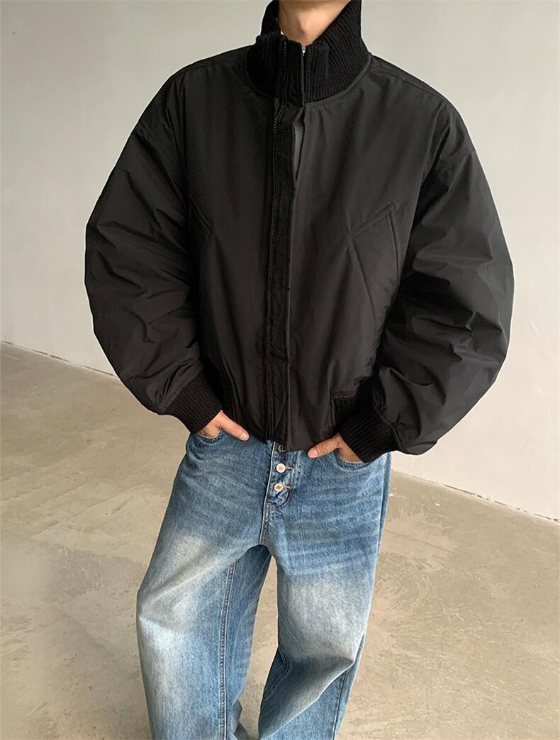 现货26春装美拉德立领飞行夹克纯色复古廓形高街棒球服外套,男装夹克,电商A486