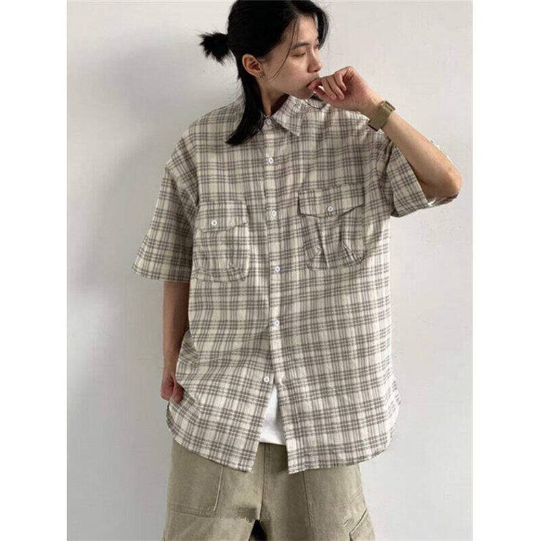 美式复古日系短袖衬衫男夏季五分袖衬衣CS65-P39,男装衬衫,星座1007（原301D）
