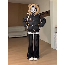 1506-981/M78691/P99卡通熊耳朵毛领连帽棉服外套男女暖和面包服，男装棉衣，星座1506-1