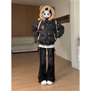 1506-981/M78691/P99卡通熊耳朵毛领连帽棉服外套男女暖和面包服图片
