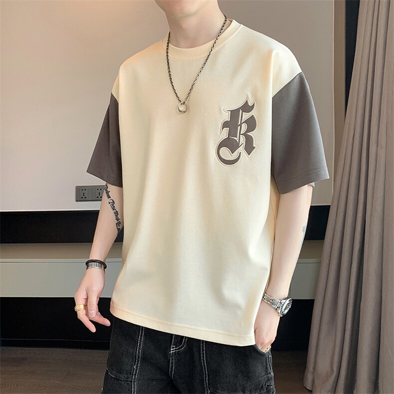 冰氧仿棉短袖店主风夏季休闲百搭字母印花男上衣TC3151-P24控48,男装T恤,星座717