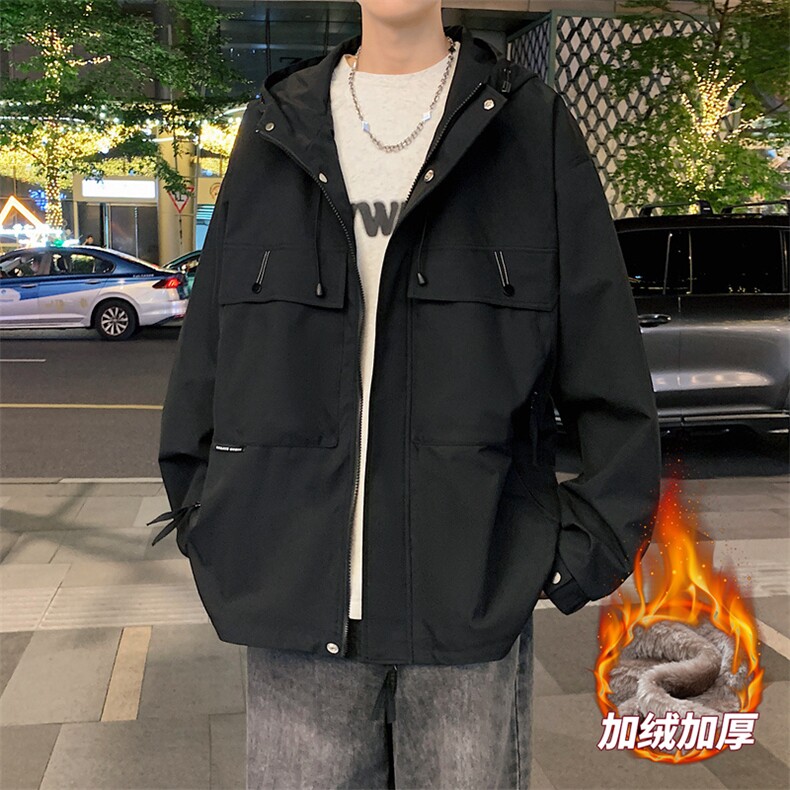 冲锋衣男外套加绒加厚工装夹克男宽松上衣服JK0233-P78加绒P88,男装夹克,星座308B-2