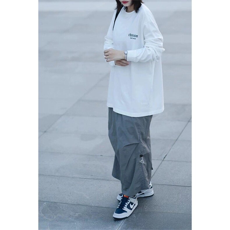 现货 230克重磅精梳纯棉束口印花螺纹袖口长袖T恤打底衫ACT04图片