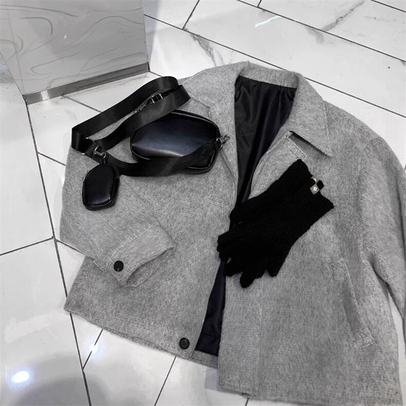 【现货】韩版短款男潮流灰色毛呢夹克外套翻领DKNZ001特P105，男装毛呢大衣，星座1004（原星座815-3）