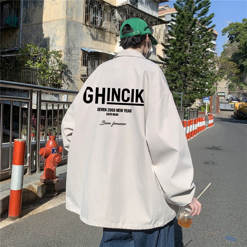 ！23秋季新款宽松大码港风GH印花夹克外套JK16123-P50控68,男装夹克,星座508（原C305）