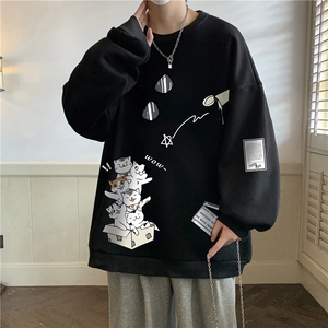 圆领卫衣男大码加厚加绒长袖t恤男S6115-P28加绒款-P33