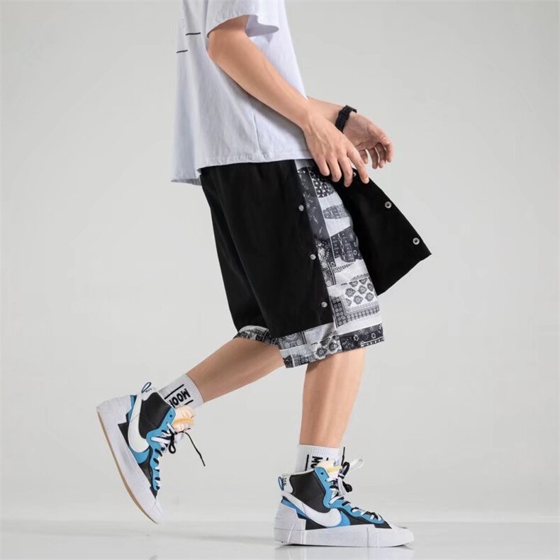 男春季潮流时尚休闲短裤假两件排扣短裤DK19P30,男装休闲裤,星座1116-2