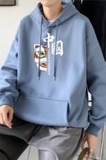 L2415P48秋装21中性纯色连帽卫衣套头宽松外套情侣装打底帽衫，男装卫衣，星座510A-1