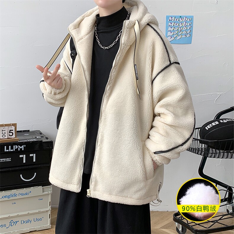 冬装港风百搭羊羔绒连帽外套羊羔毛羽绒服男女8153-P195控价268,男装羽绒服,电商A441-1