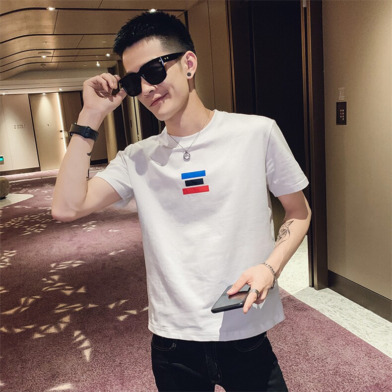 M34夏季短袖t恤男韩版修身网红潮牌半袖衣服社会精神小伙,男装T恤,星座102A（原电商D309-1）