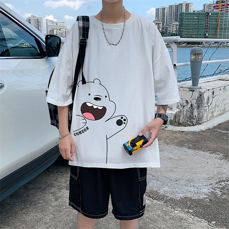 YT26131-P30亚短袖t恤男大码五分袖男宽松七分袖港风模特,男装T恤,电商A040