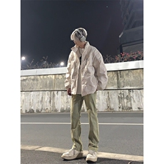 美式高街vibe拼接黄泥牛仔裤修身直筒裤XZ310A-4-NZ27控78，男装牛仔裤，星座310A-4