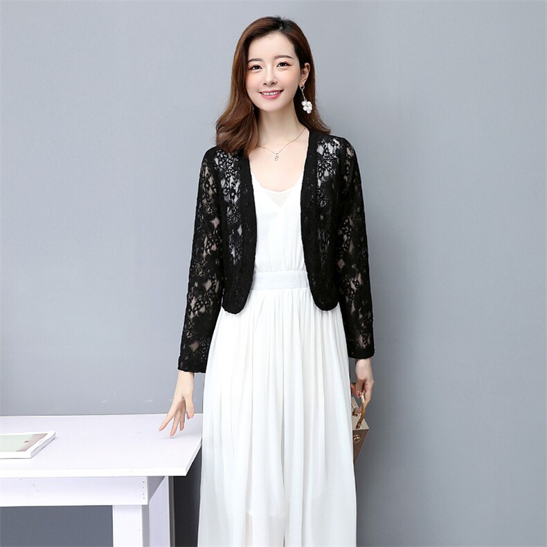 蕾丝小披肩女夏天修身镂空开衫百搭空调衫小香风短外子外搭薄,女装蕾丝衫/雪纺衫,婵米儿