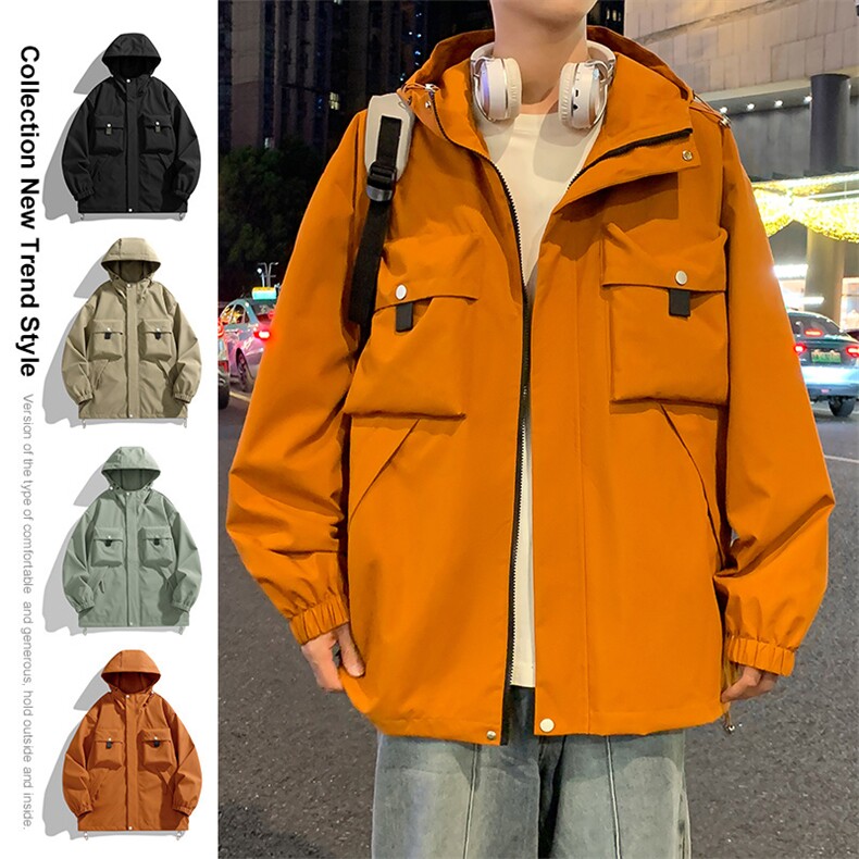 休闲拉链夹克情侣冲锋衣防风衣连帽外套JK451p75,男装夹克,电商D315