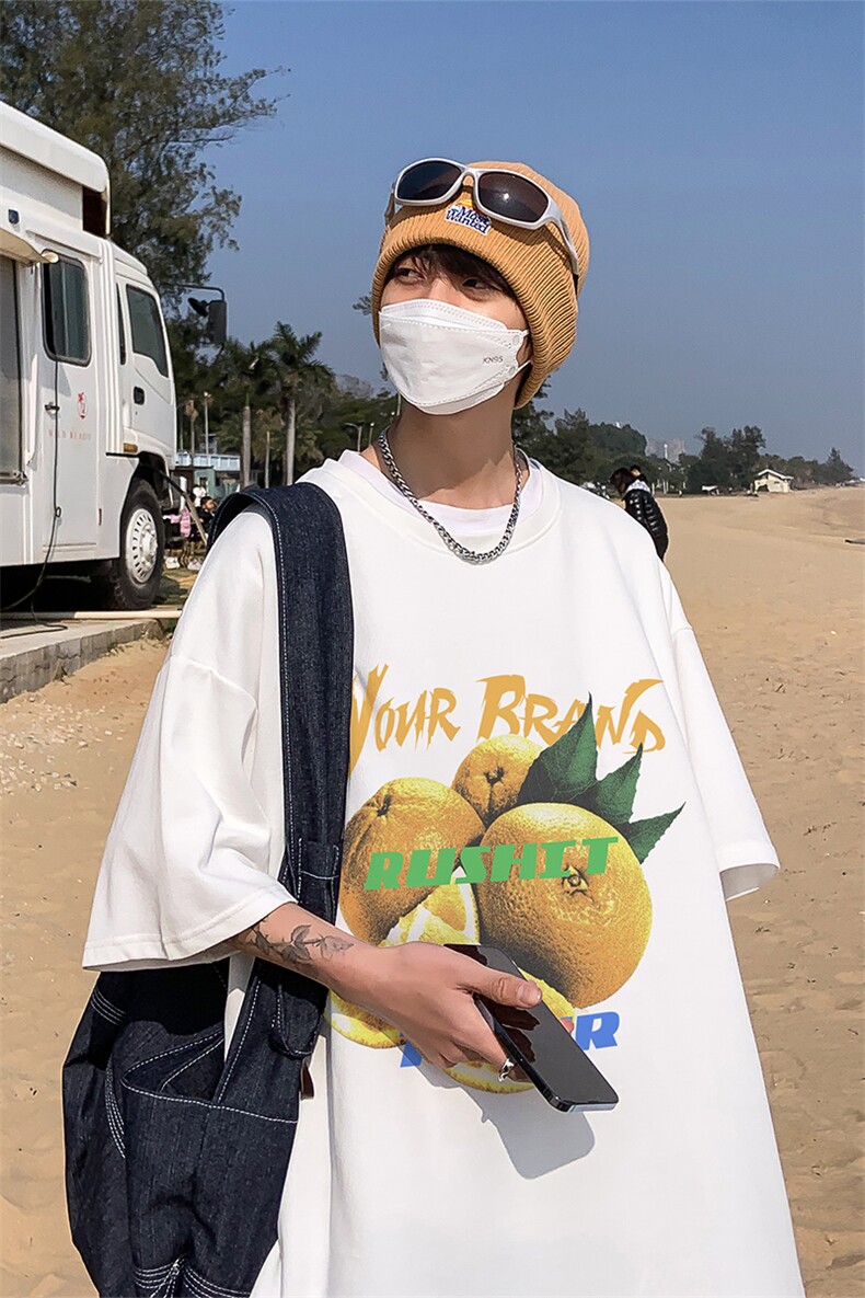 落肩袖重磅短袖t恤夏创意水果印花港风半袖上衣XZ514-2-1295-P28,男装T恤,星座514-2(原B239)