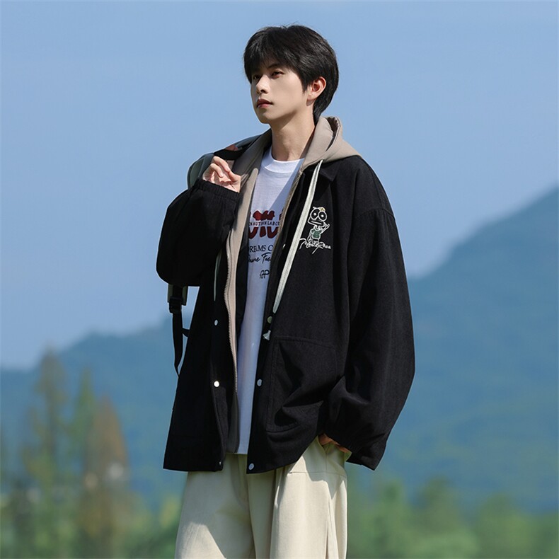 JK853-P75秋季新款大码灯芯绒假两件夹克外套,男装夹克,星座109