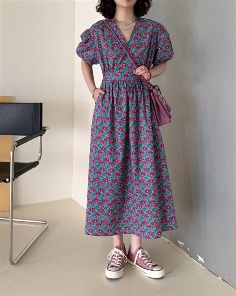 夏季新款韩版碎花连衣裙，女装连衣裙，Y·Ben悦本