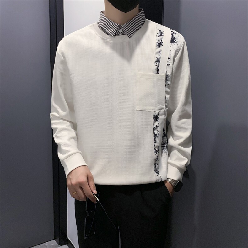 B340 WY1813  P78108   无头店主风高品质假两件卫衣男图片