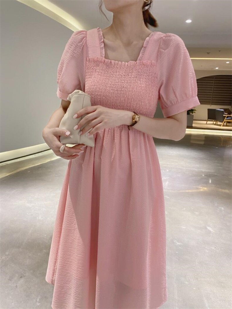 收腰连衣裙，女装连衣裙，驿谷