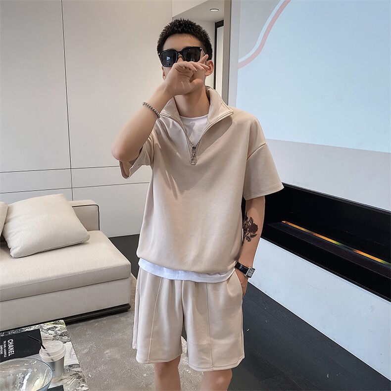 社会风秋纯色套头宽松休闲两件套装百搭B297-7725-P105控148,男装休闲套装,电商B297