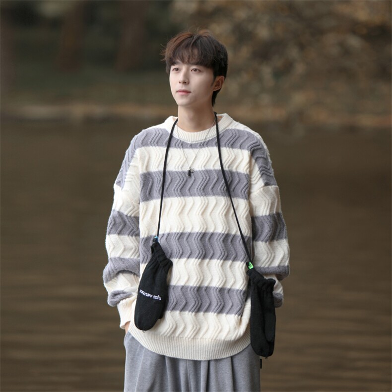 cityboy！条纹毛衣男士加厚麻花线衣男针织衫男XH03-P60,男装针织衫/毛衣,电商B367
