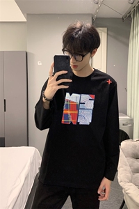 已有版权 自家图情侣宽松圆领刺绣贴布卫衣T恤男女WY22-特P35控58图片