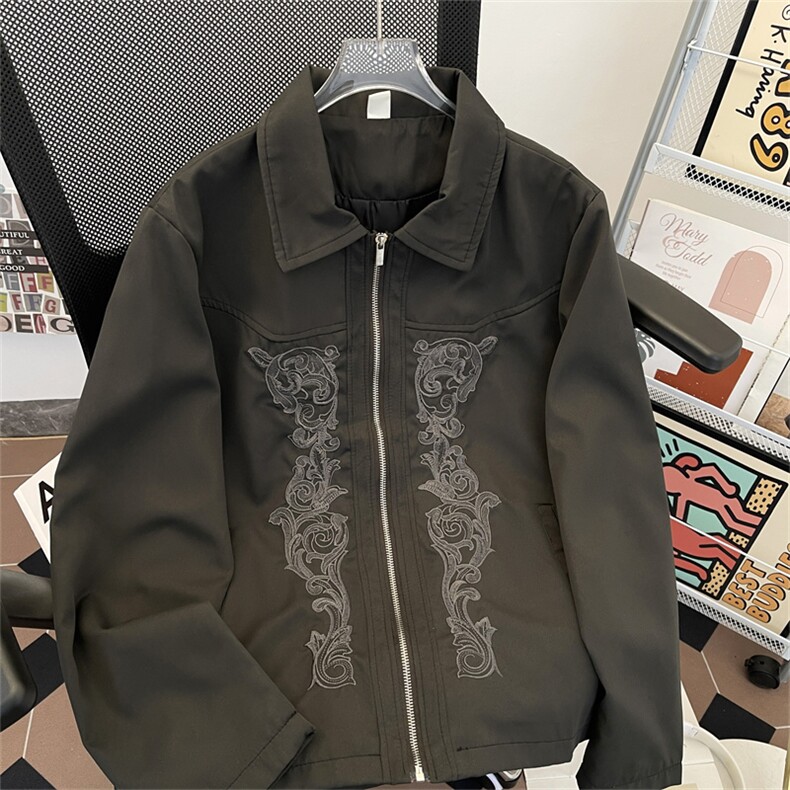 ins美式复古雕花西部刺绣短款翻领夹克男JK06631-P75,男装夹克,星座308B-2