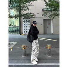 美式春秋水洗做旧百搭阔腿宽松男士工装直筒伞兵裤迷彩口袋休闲裤，男装休闲裤，星座506A