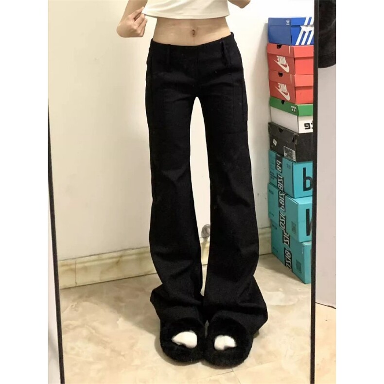 黑色高腰牛仔裤男女款弹力显瘦裤子修身直筒微喇裤美式HK2P43,男装牛仔裤,星座1112-1
