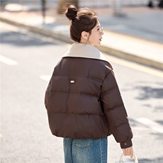 现货2025年冬季新款韩版休闲羽绒服针织拼接保暖羽绒服，女装羽绒服，悦祺