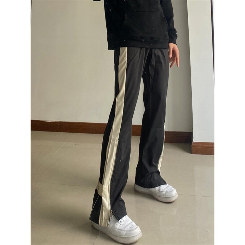 【网图有货】侧边条纹拼接双拉链绑带裤子男美式高街K028CC-P46，男装休闲裤，星座1007（原301D）