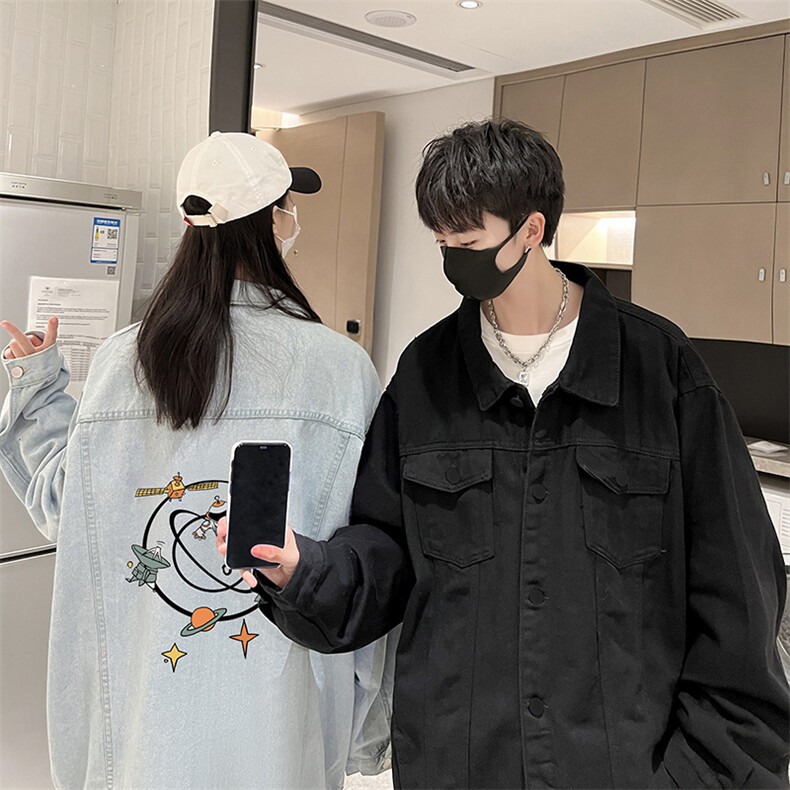 牛仔夹克男大码牛仔外套男茄克NJ77142-P60加绒款-P75,男装夹克,电商A040