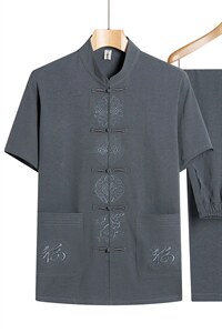 JZ-T022夏季男式薄款纽扣休闲套装中老年爸爸装唐装P90,男装民族服装,电商B360