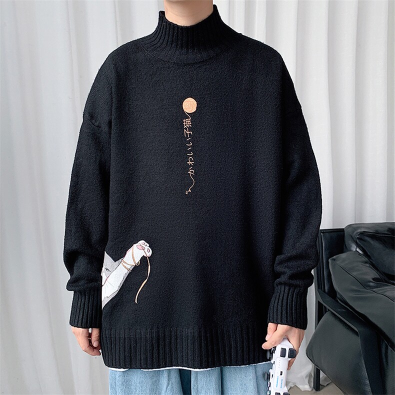 M18013-P45加绒P65半高领毛衣男士大码针织衫男毛线衣男线衫,男装针织衫/毛衣,电商A040