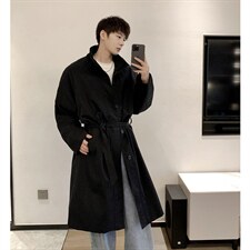 2026港风英伦单排扣腰带风衣男大码M-5XL中长款男FY77916P95控148，男装风衣，星座227-7