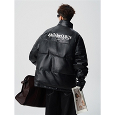 1鳄鱼纹印花设计大码M-5XL手塞棉夹克PU皮棉服男8507P120控158，男装夹克，星座226-2