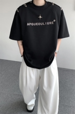 8XL-M夏季小众解构飞机扣一字肩设计稿短袖立体T恤卫衣男DX331P58，男装卫衣，电商D206-1