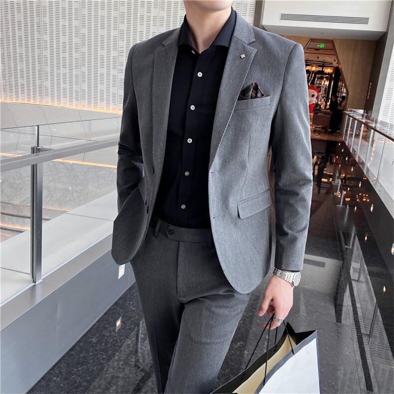韩东大门西装男套装韩版新郎结婚英伦职业装修身休闲小西服纯色,男装西服套装,星座505-2（原电商A260-1)