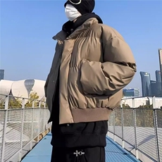 PU皮短款立领黑色棉服棉袄加厚宽松面包服MY258直播，男装棉衣，星座1904A