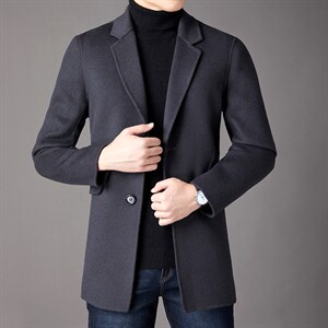 LB-K06秋冬2023年男士毛呢大衣羊毛呢子双面尼中长款风衣P345，男装毛呢大衣，电商B360