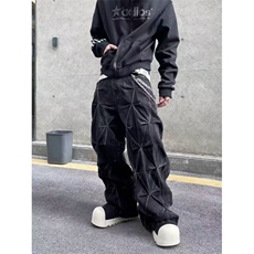 美式复古水洗牛仔裤男潮牌高街重磅高级感宽松阔腿垂感直筒裤长裤，男装牛仔裤，四季星座505