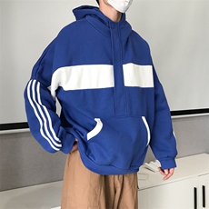 港风冬装加绒拼色潮流原创卫衣男韩版情侣宽松外套潮A186，男装卫衣，星座910A