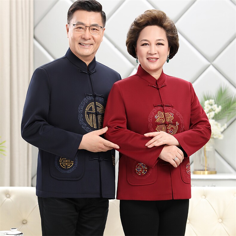 2023长期货新款春季中老年风唐装男女情侣套装盘扣男复古外套,男装民族服装,钱塘723