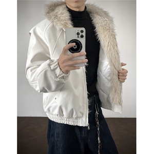 现货螺纹拼接座山雕棉服美式连帽重磅情侣外套A170-M911-P138图片