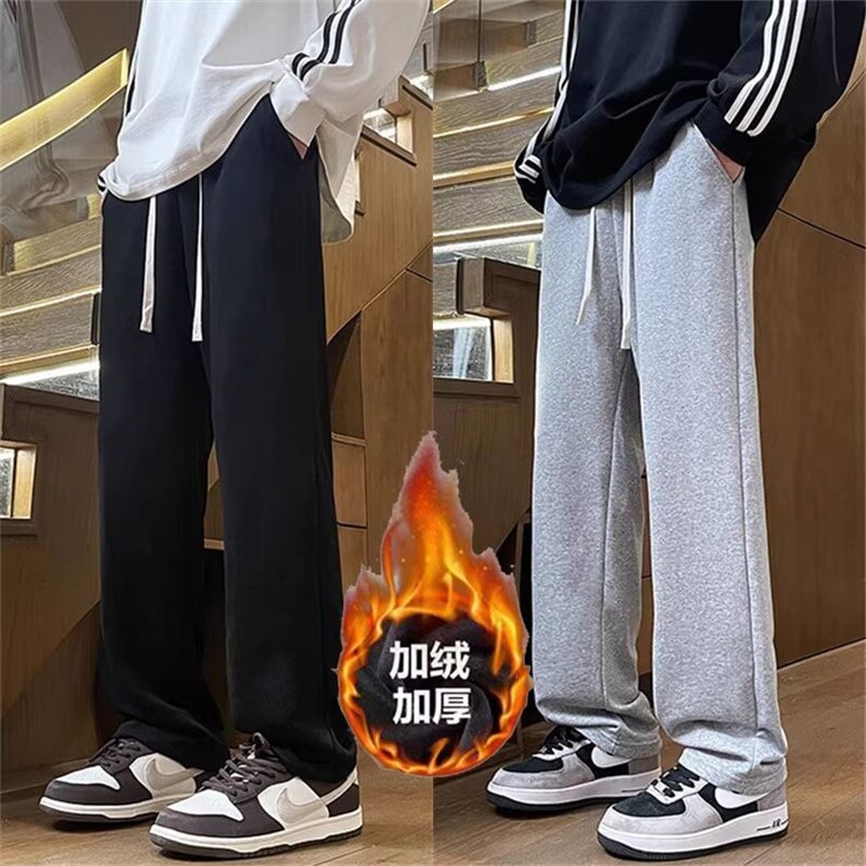 1506-1/KK0771加绒款/P28加绒350克华棉复合贝贝绒长裤雅货黑色,男装卫衣,星座1506-1