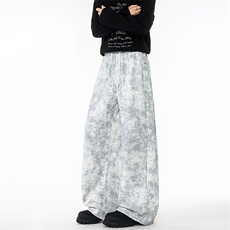 扎染卫裤子男生春秋季宽松慵懒风直筒阔腿裤休闲百搭长裤KZ072P50，男装休闲裤，电商B312