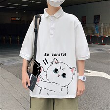 PL57116-P35 翻领短袖polo衫男大码胖子半袖t恤男有领保罗衫 模特图片