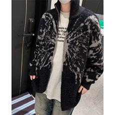 美式水貂绒黑色高领毛衣外套男秋冬季美拉德慵懒软糯针织开衫X052，男装针织衫/毛衣，星座506