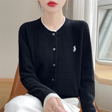 秋冬新款圆领针织开衫外套女气质宽松短款显瘦毛衣外搭潮，女装针织衫/毛衣，暖娇绒包芯纱店