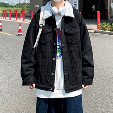 猫和老鼠联名印花羊羔毛牛仔外套男加绒加厚JK803-P95128图片
